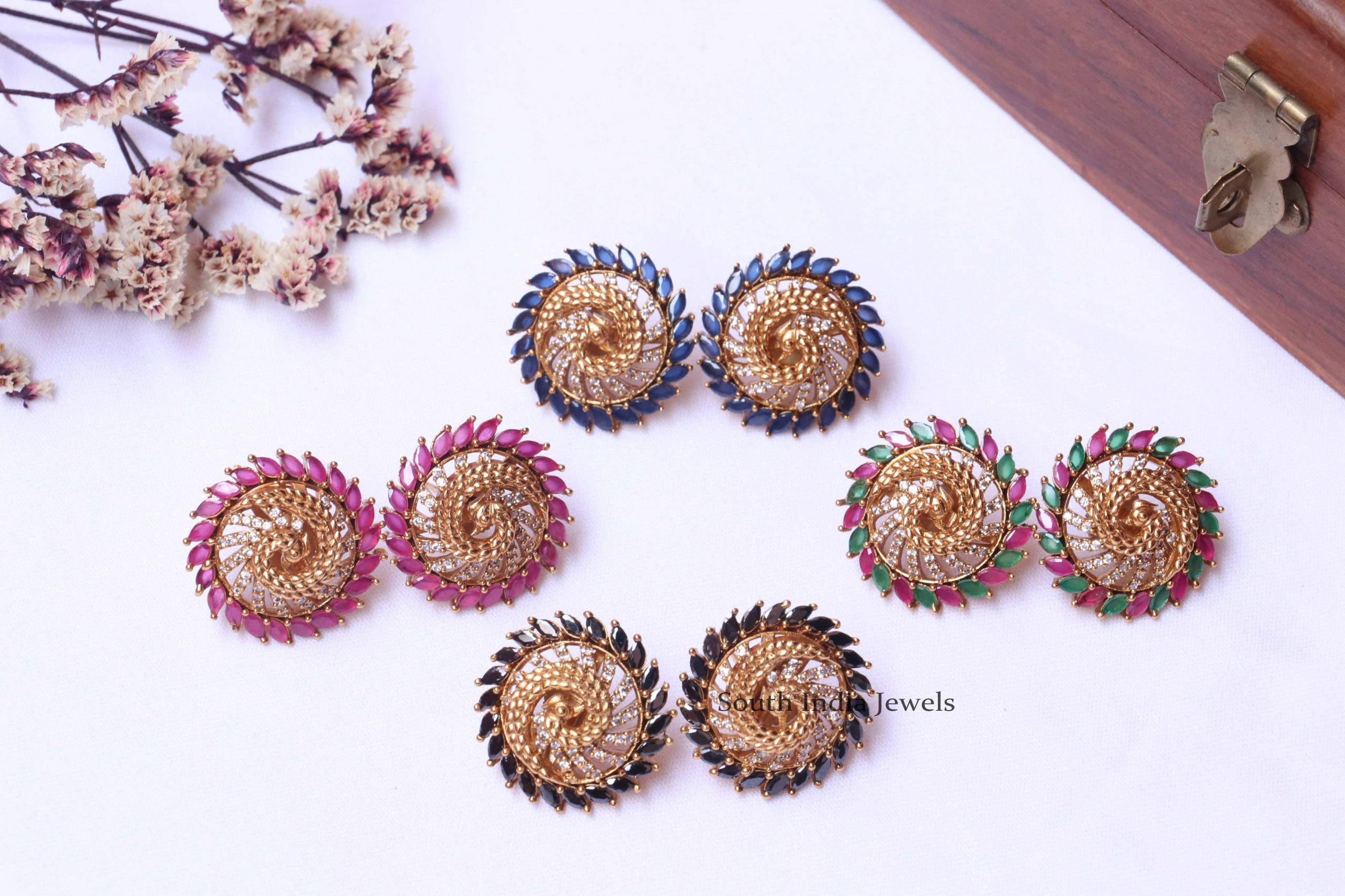 Traditional Big Stud Earrings  New Latest Designs • South India Jewels