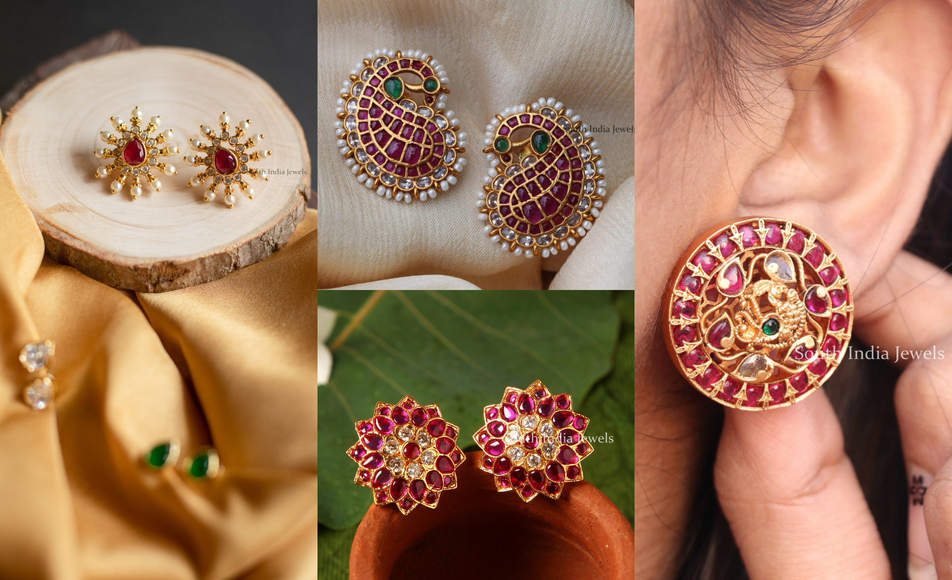 Traditional Big Stud Earrings  New Latest Designs • South India