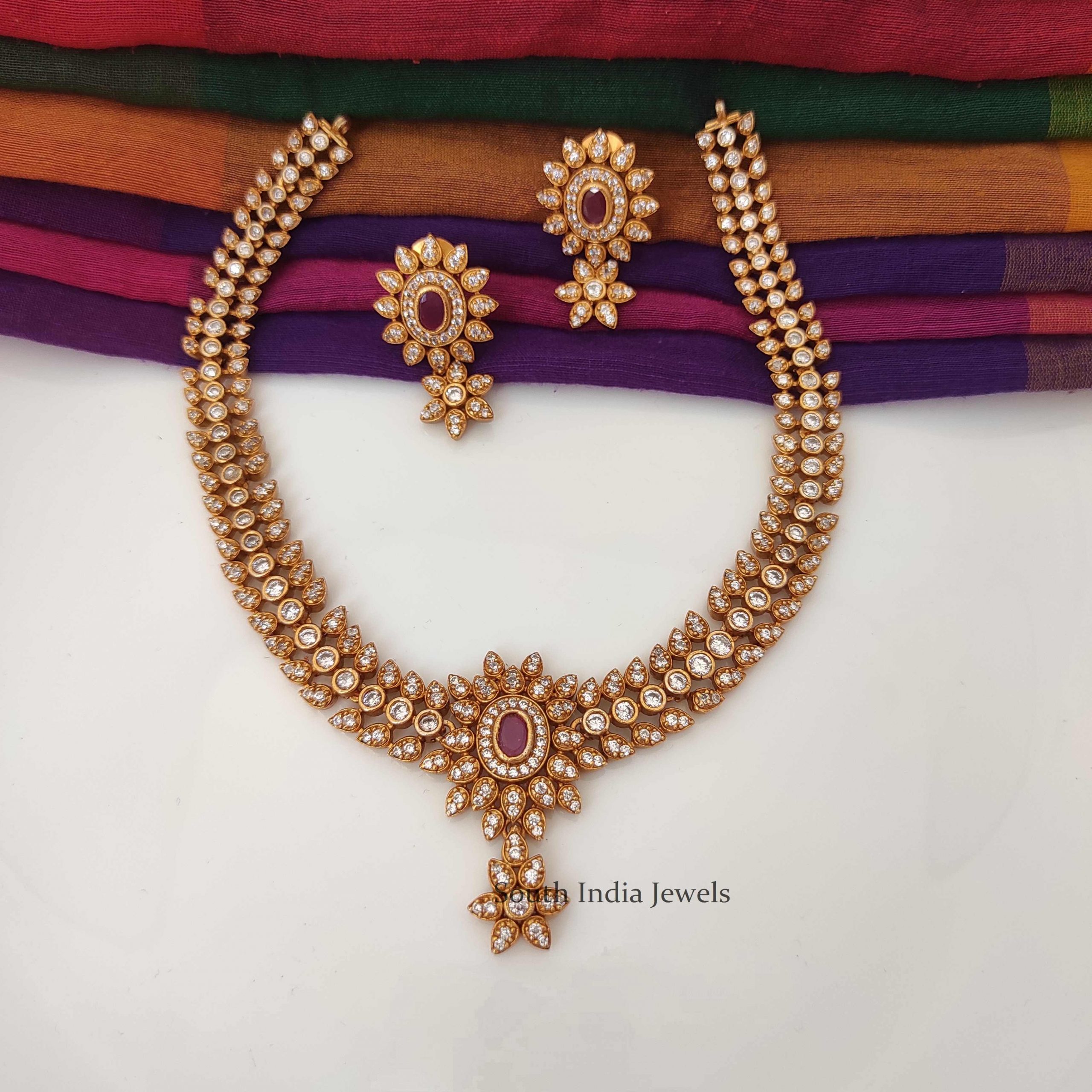 Traditional Stone Studded Necklace Design