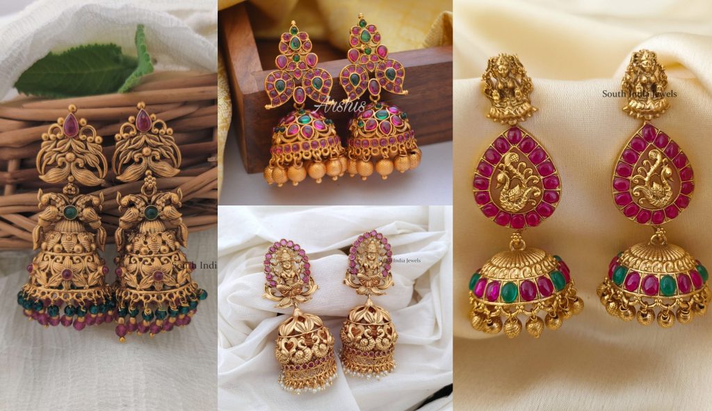 Matte Jhumkas | Shop For Latest Designs 2022 • South India Jewels