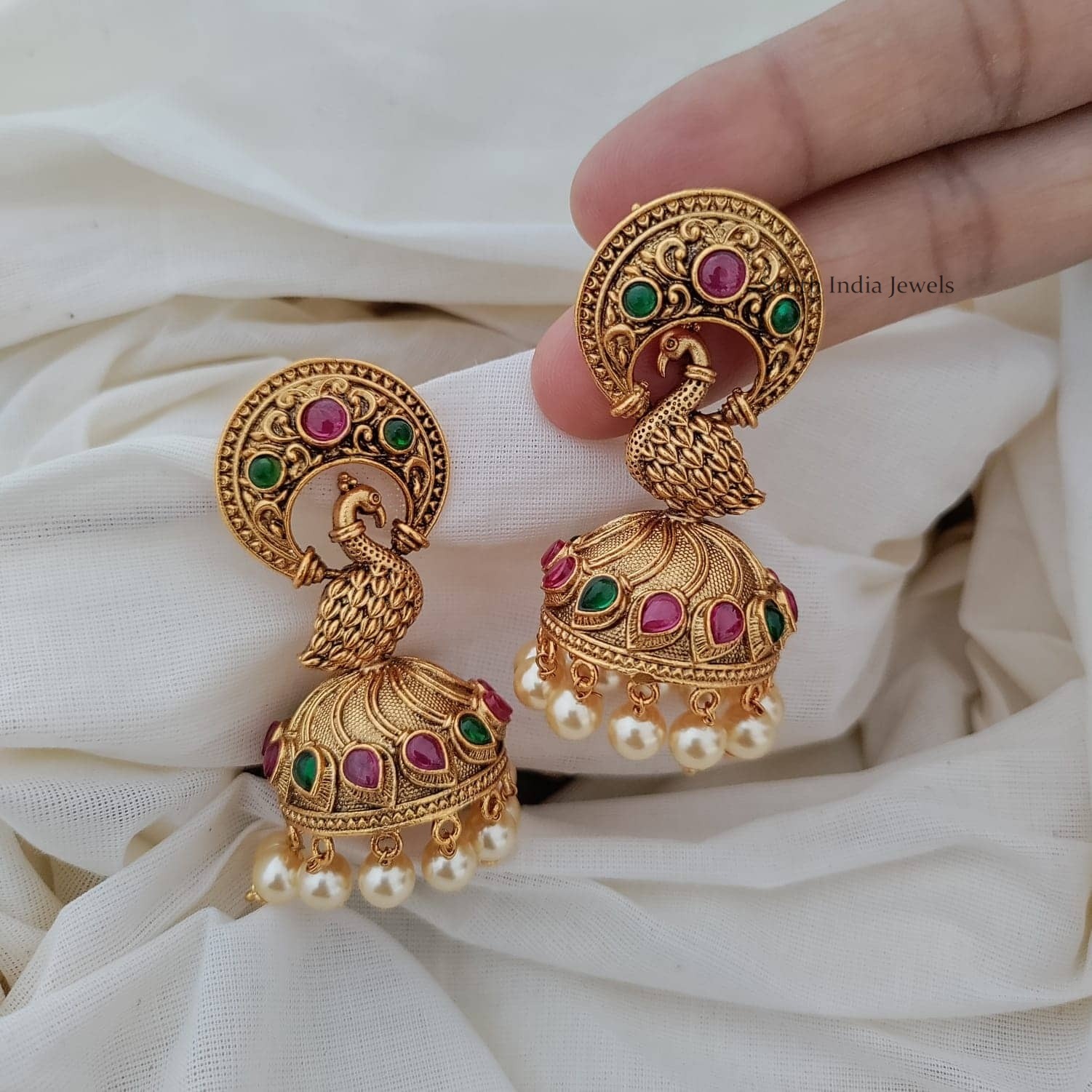 Earrings peacock online jhumka