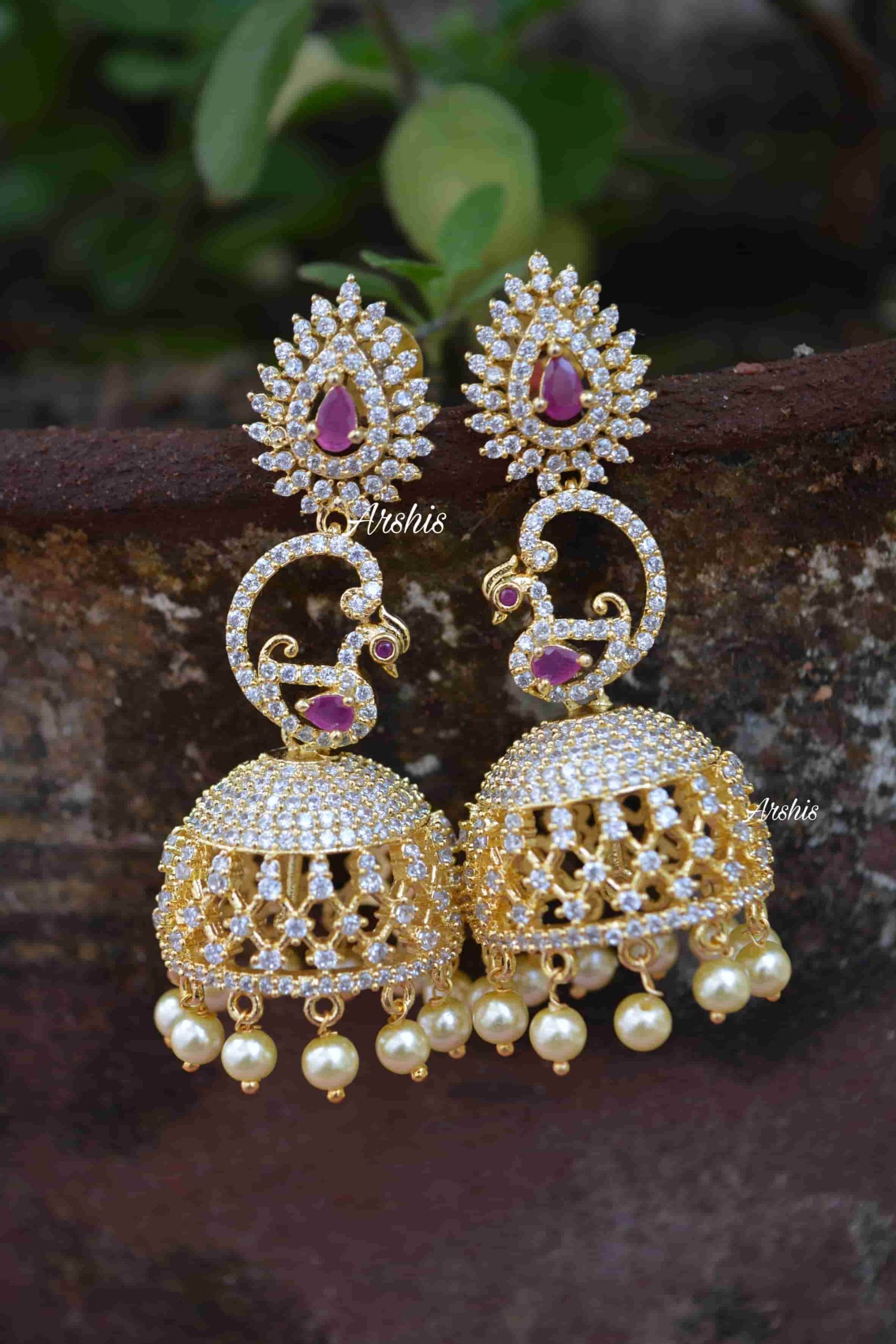 Traditional White Stone Earrings