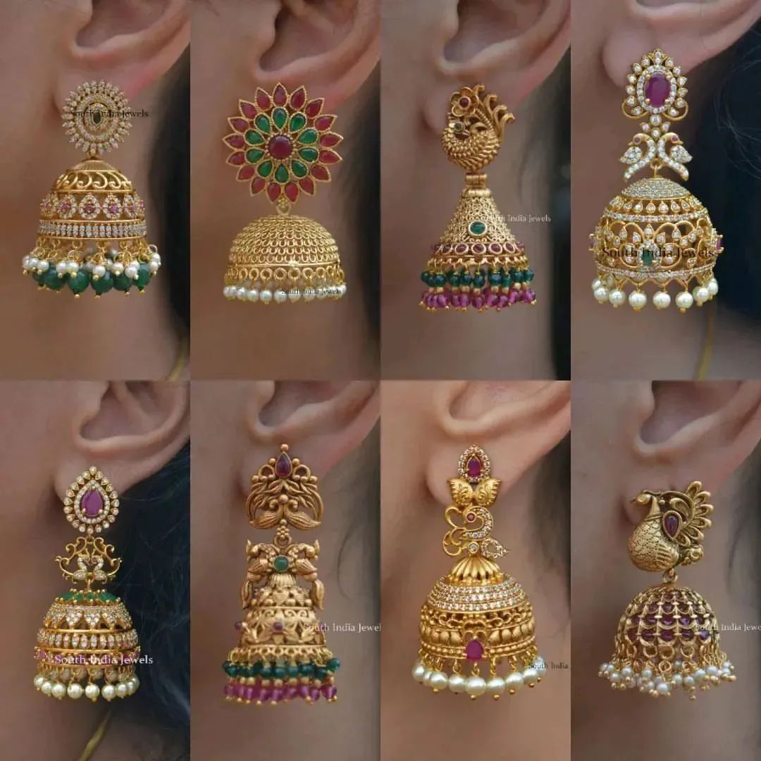 Small CZ Jhumka earrings - Design 9 – Simpliful Jewelry