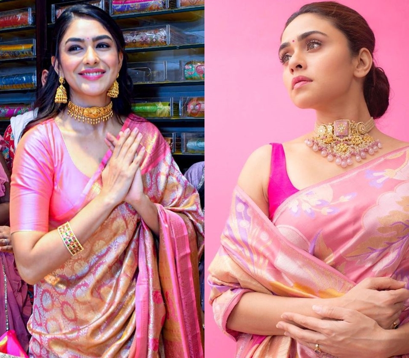 Jewellery for pink saree