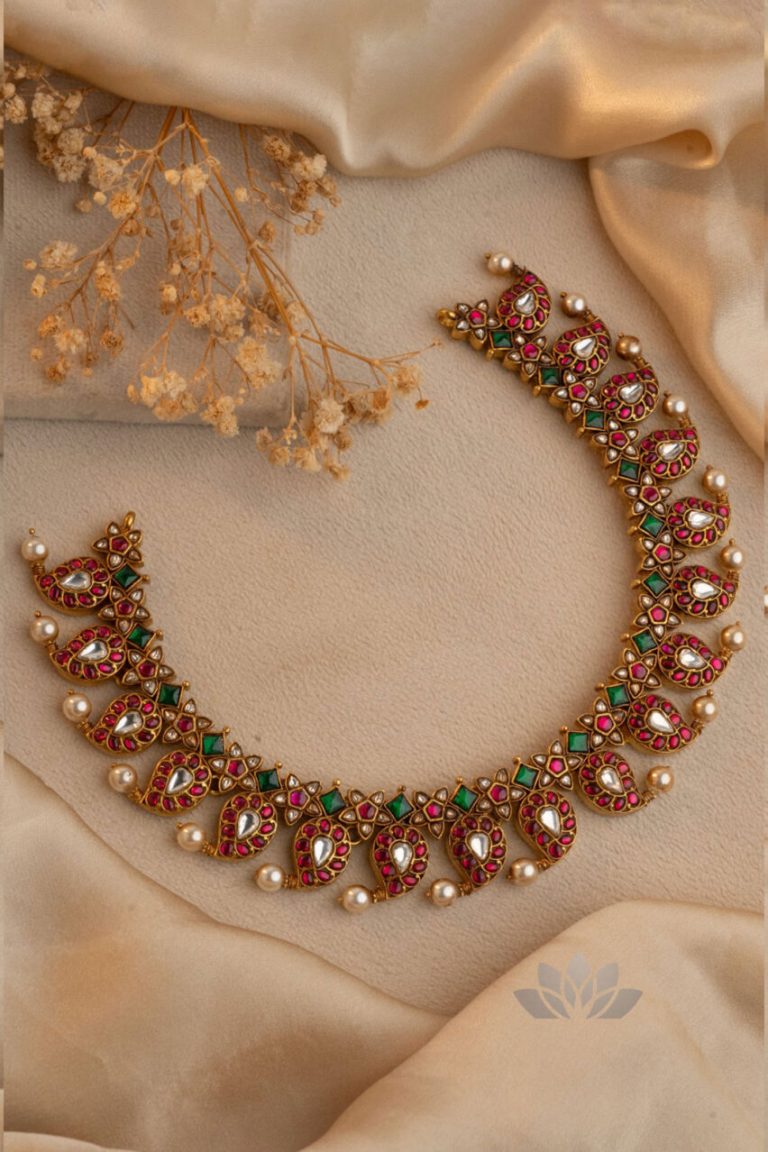 Kundan Ruby Mango Necklace From Prade Jewels