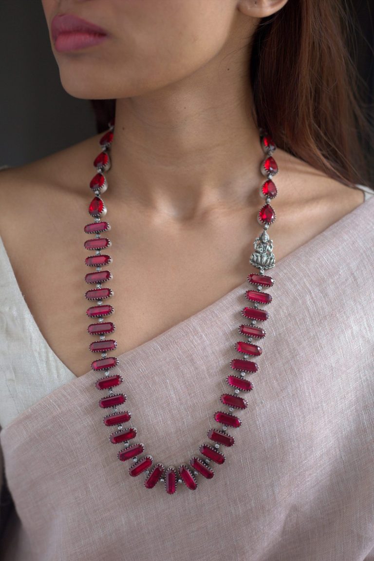 Ruby Red Stone Mop Chain From Prade Jewels