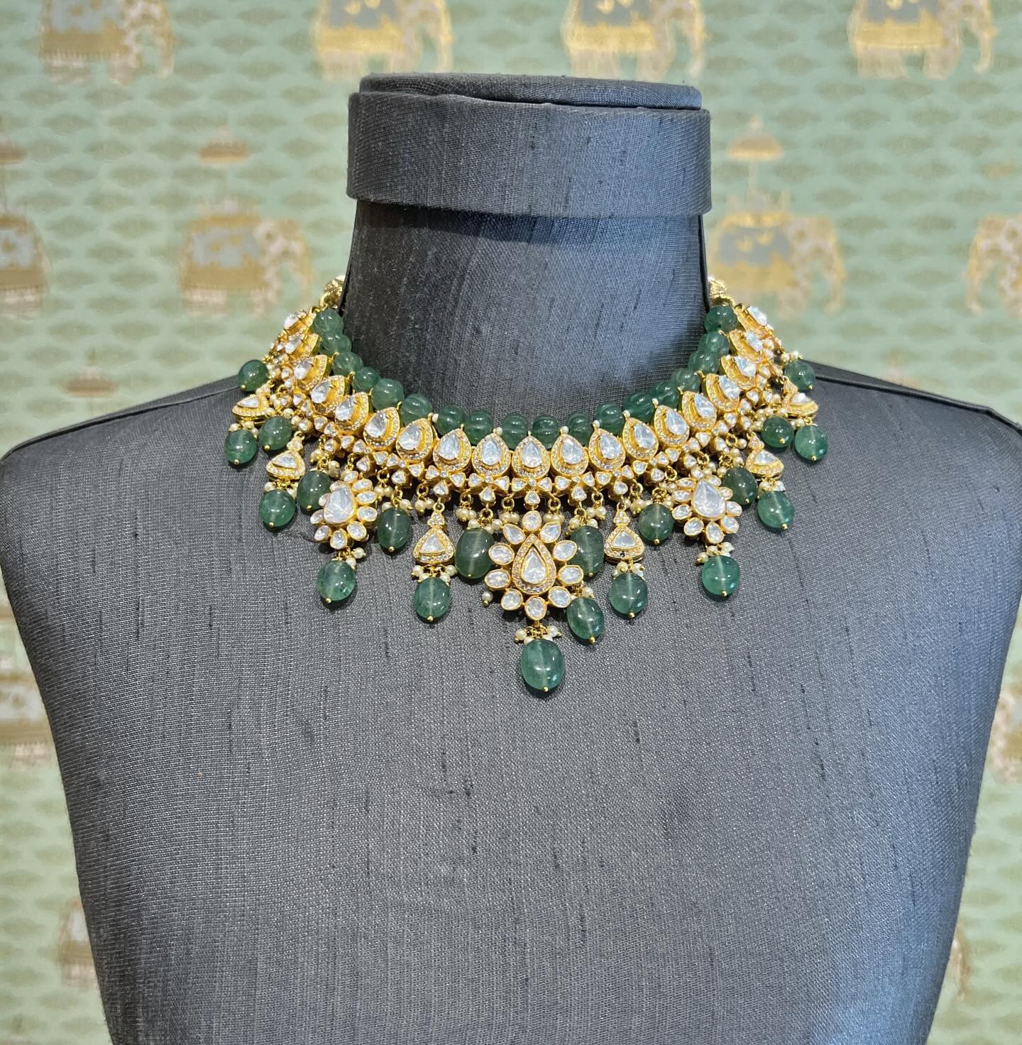 Gold Finish Beaded Long Necklace From 'Rajatamaya'
