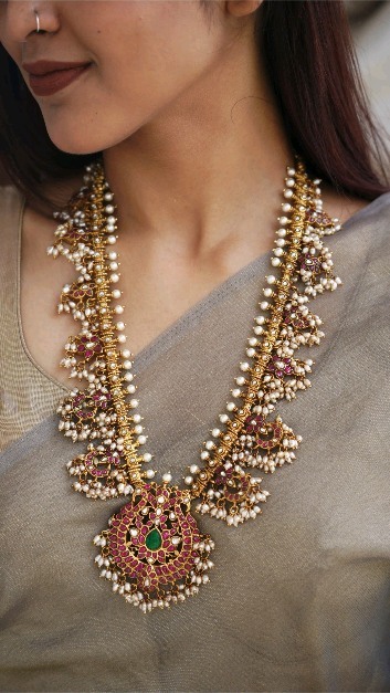 Gold Finish Guttapusalu Long Necklace From 'Prade JEwels'
