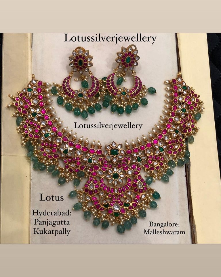 Gold Finish Kundan Jadau Necklace From 'Antique Lotus'
