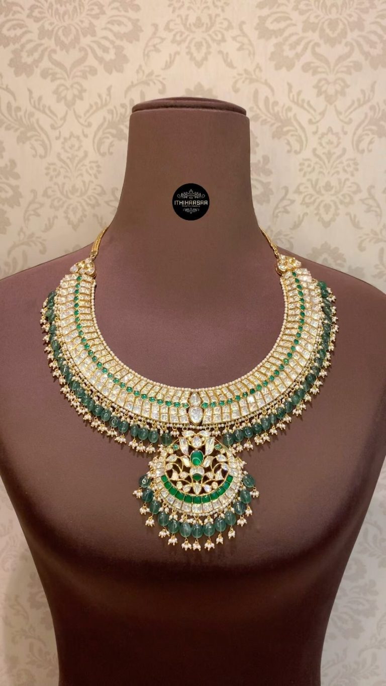 Gold Finish Polki Bridal Necklace From 'Ithihaasa'