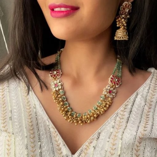 Muticoloured Antique Necklace set From Miran By Megha