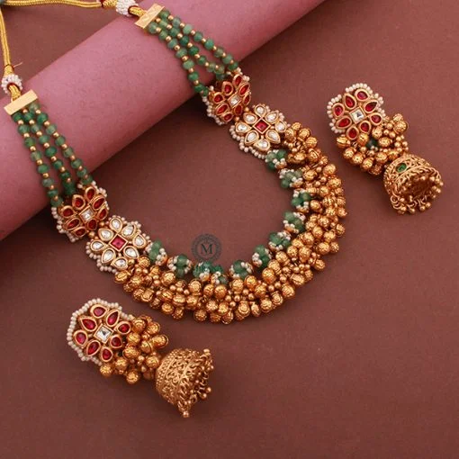 Muticoloured Antique Necklace set From 'Miran By Megha'