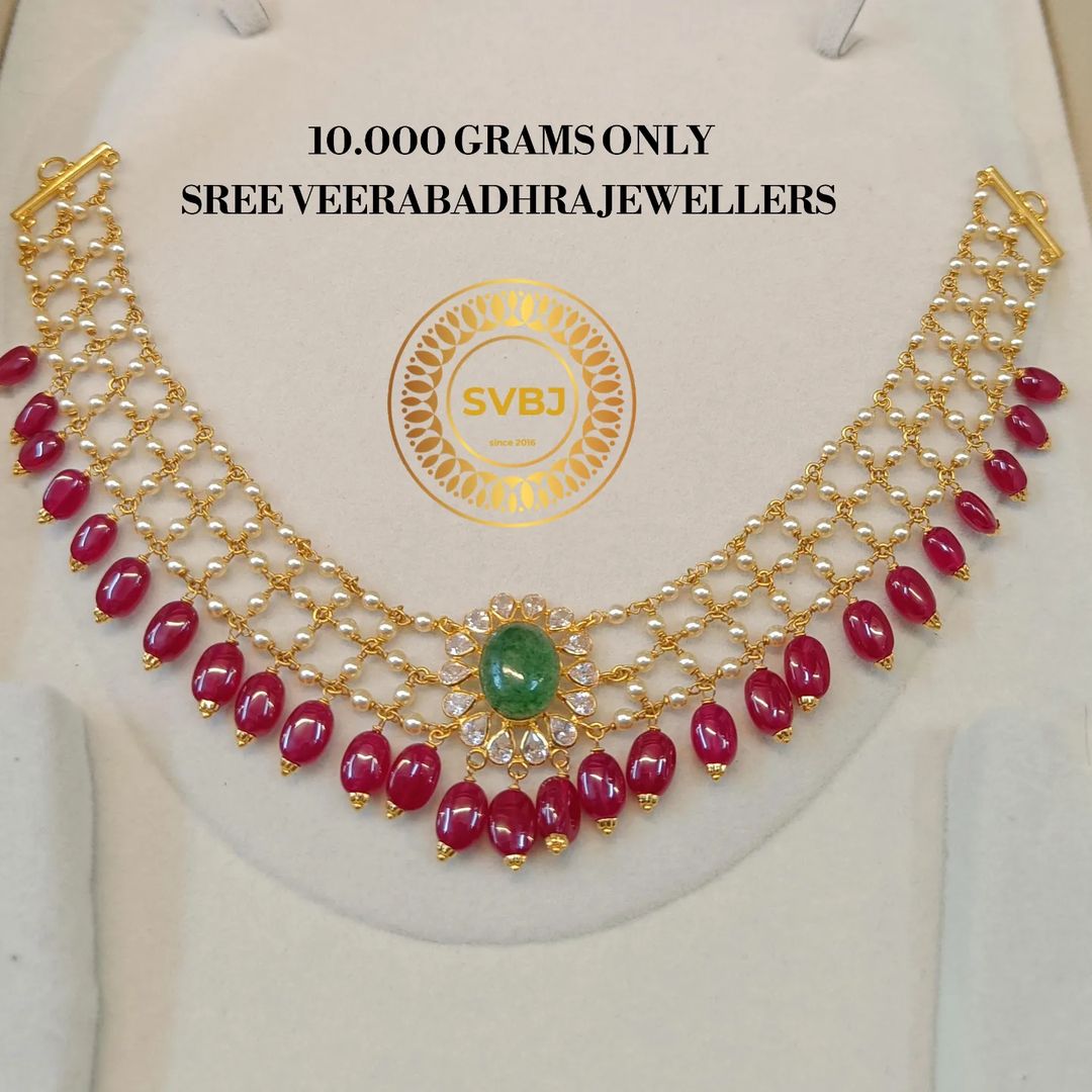 Three Layer Pearl Necklace From 'Sree Veerabhadra Jewellers'