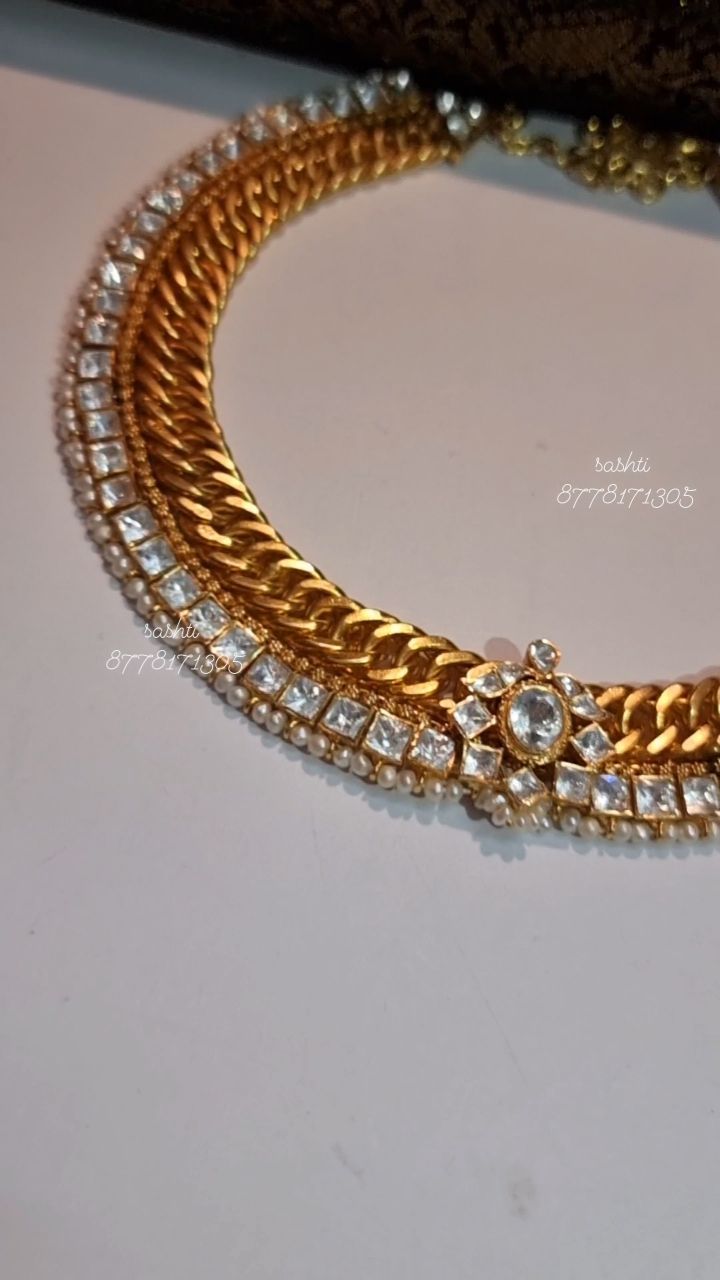 Gold Plated White Stone Necklace From 'Silver Sashti'