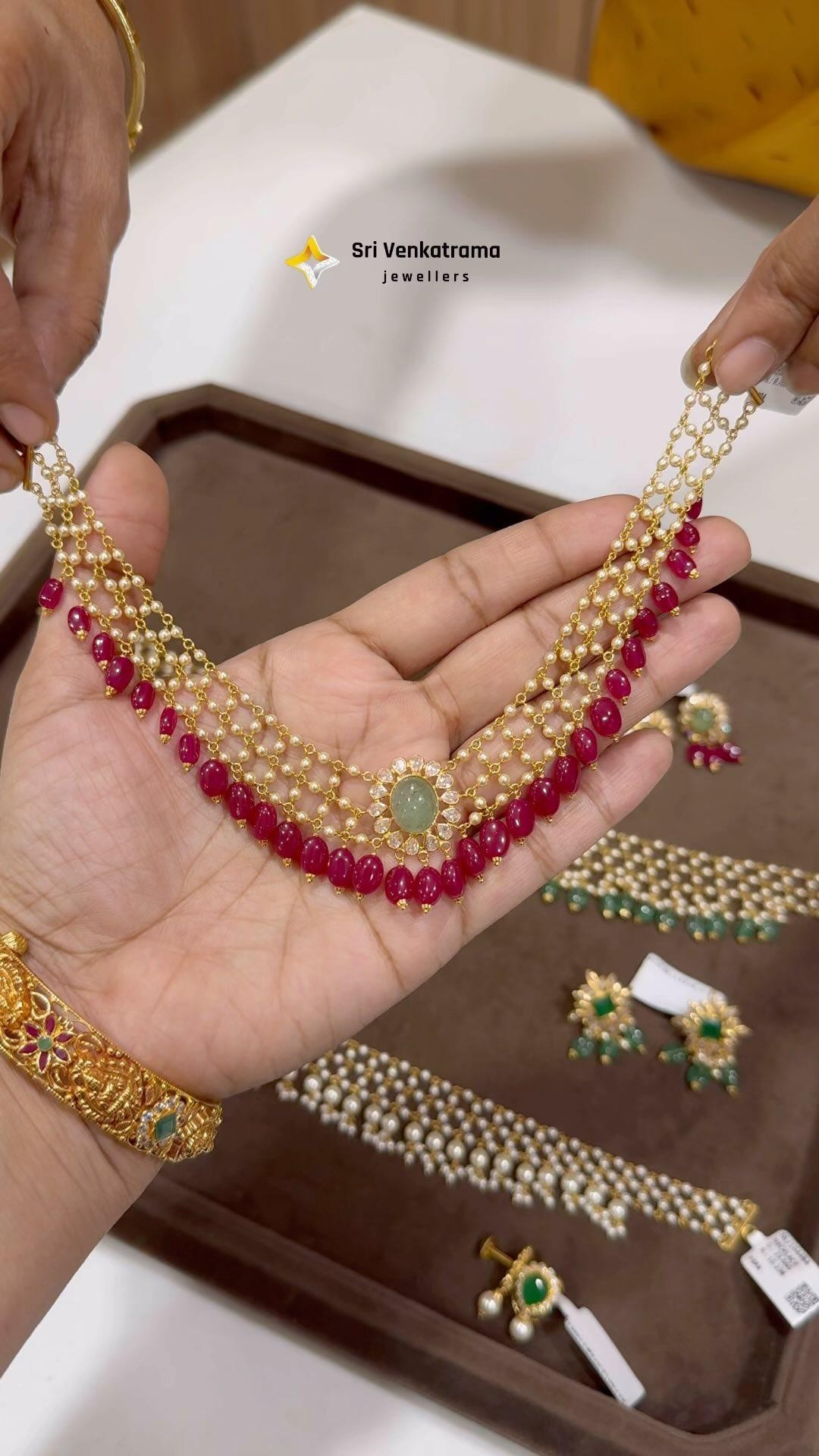 Gold Lightweight Fancy Necklace Sets From 'Sri Venkatarama Jewellers'