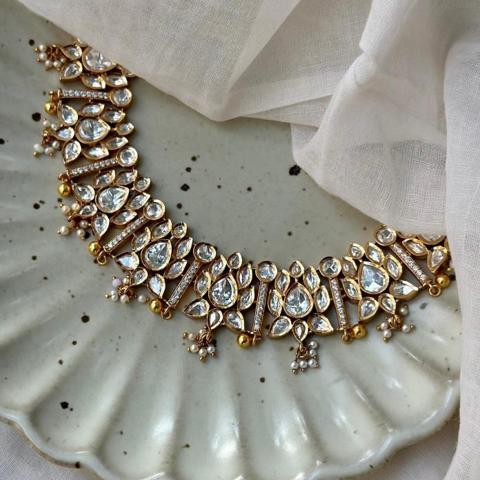 Gold Plated Lotus Kundan Necklace From 'Shop Kitakaturi' • South India ...