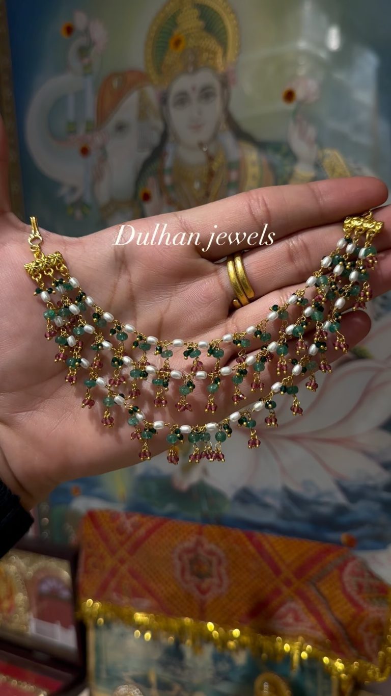 3 Layer Pearl Necklace With Beaded Hanging From 'Dulhan Jewels'