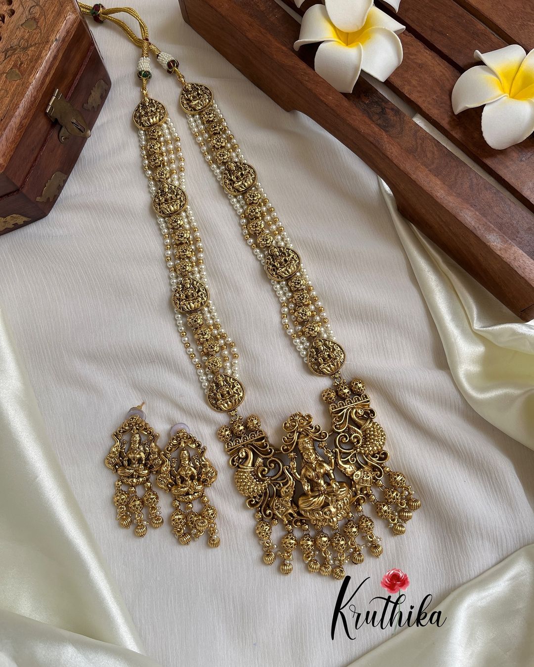 Temple Beaded Long Necklace From 'Kruthika Jewellery'