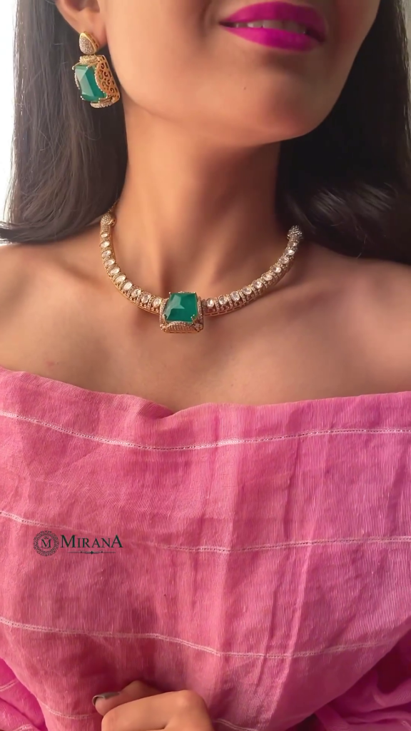 Emerald Mid Stone Necklace From 'Mirana By Megha'