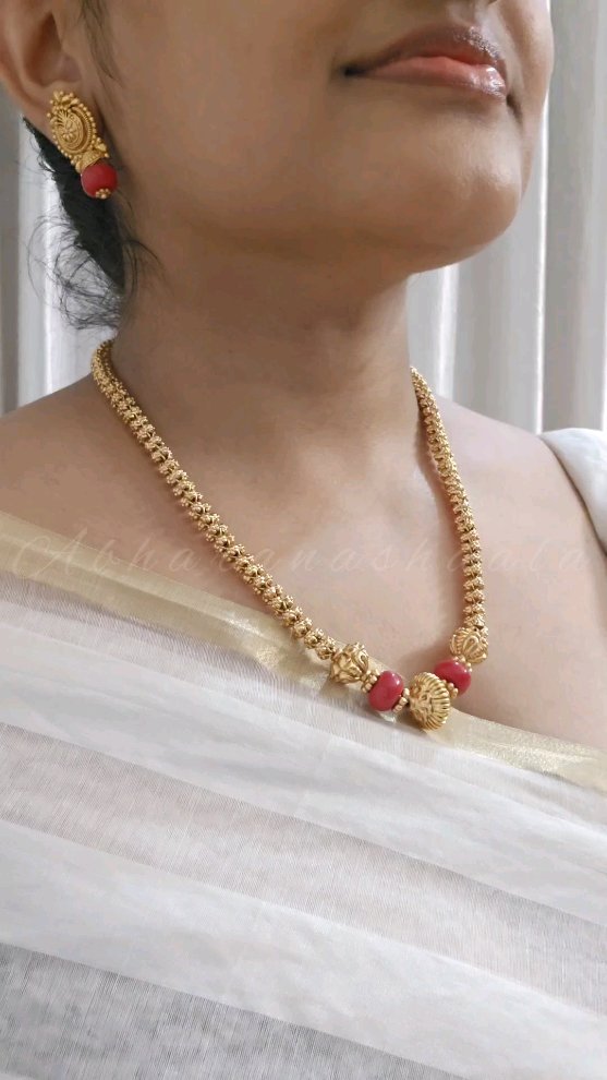 Gold Finish Ball Design Pendant Necklace From 'Abharanashala'