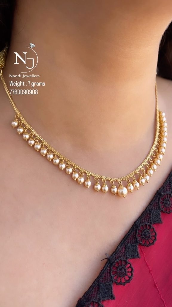 Gold Pearl Necklace From 'Nandi Jewels'