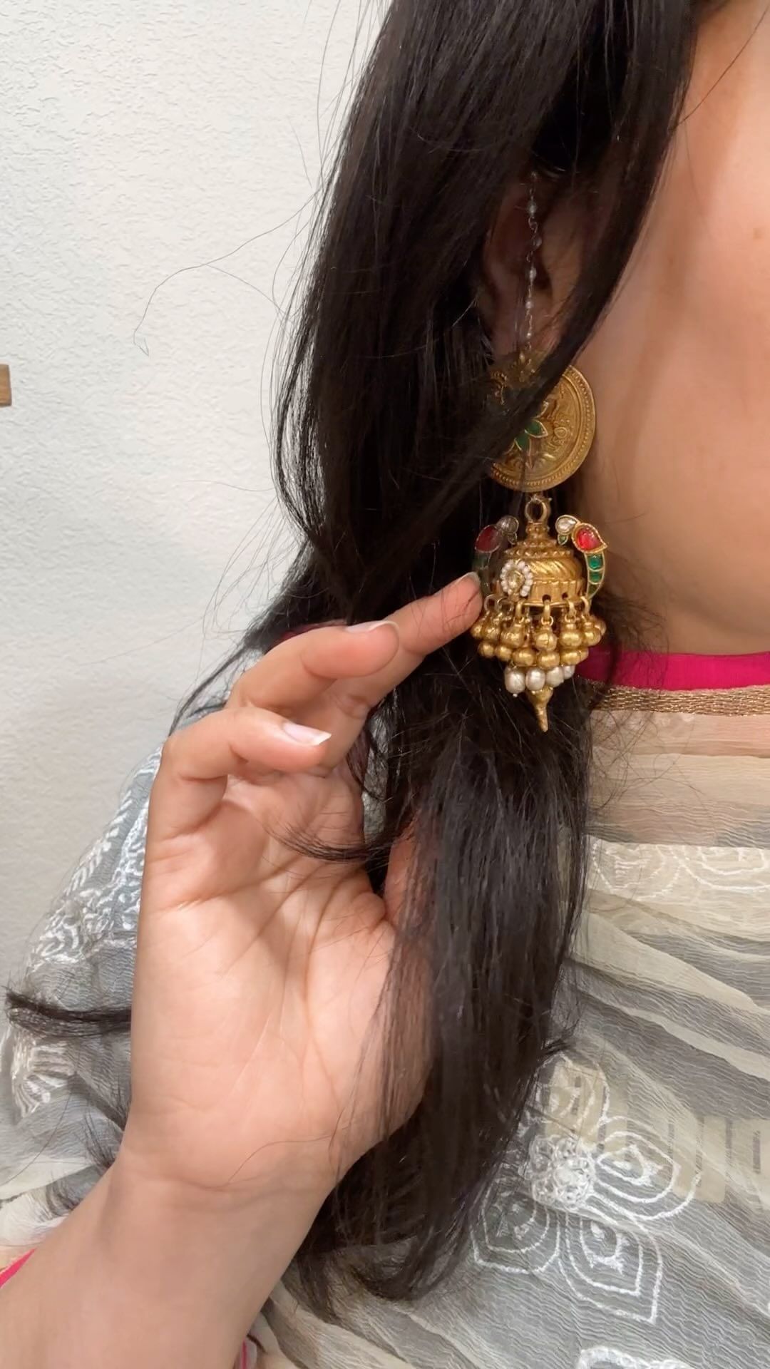 Handmade Kundan Stone Silver Jhumkas From 'Silver Trance'