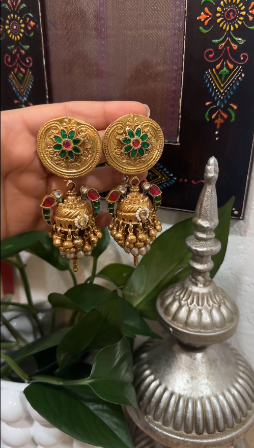 Handmade Kundan Stone Silver Jhumkas From 'Silver Trance'