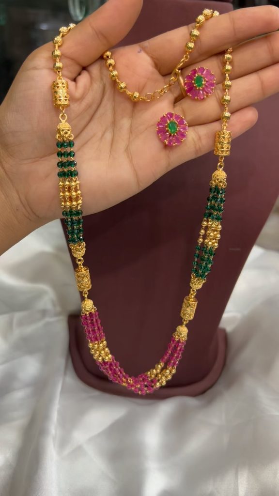 Multi Color Beads Haram From 'SKJ Sri Krishna Jewellers'