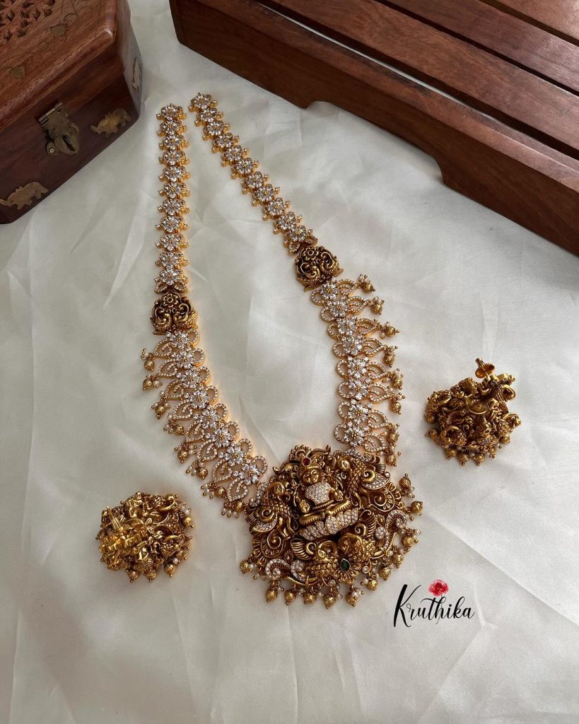 Premium Polish AD Lakshmi Haram From 'Kruthika Jewellery'