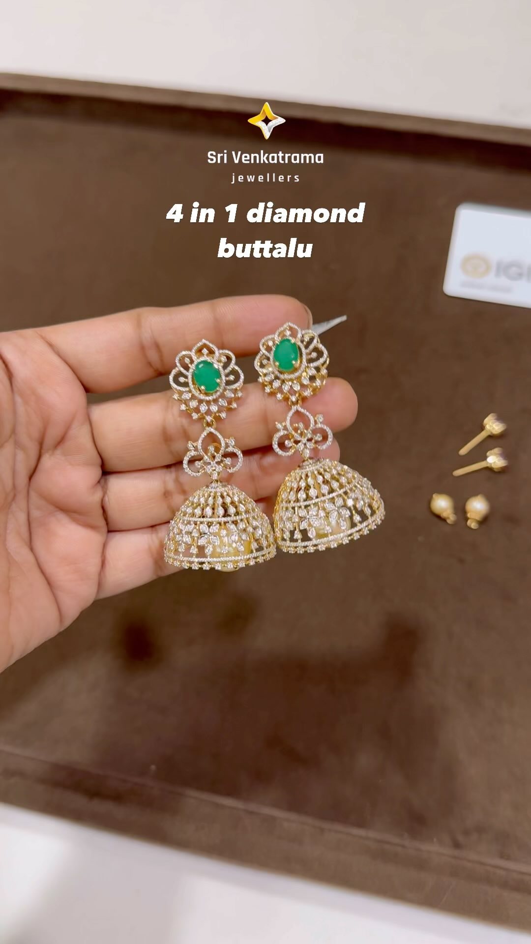 Stone Changeable Diamond Jhumka From 'Sri Venkatrama Jewellers'
