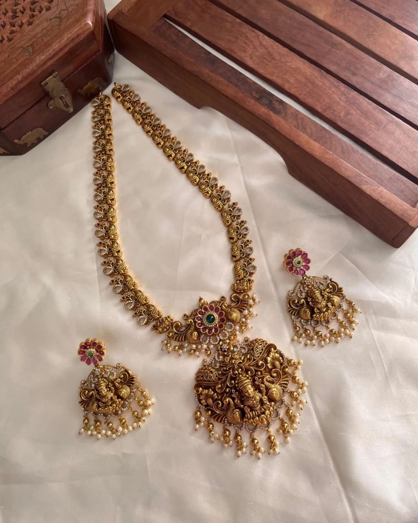 Traditional Stones Long Necklaces Collection From 'Kruthika Jewellery'
