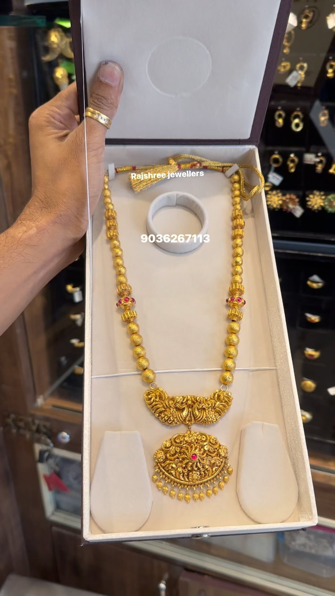 Ball Design Flower Pendant Gold Long Necklace From 'Rajshree Jeweller'