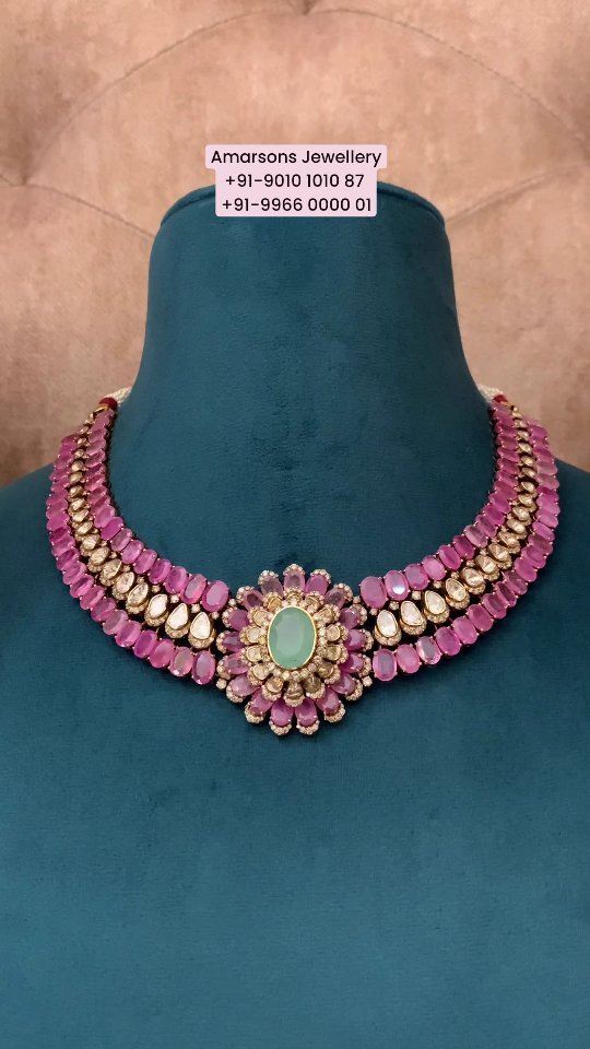 Ruby Polki Stones Gold Necklace From 'Amarsons Jewellery'