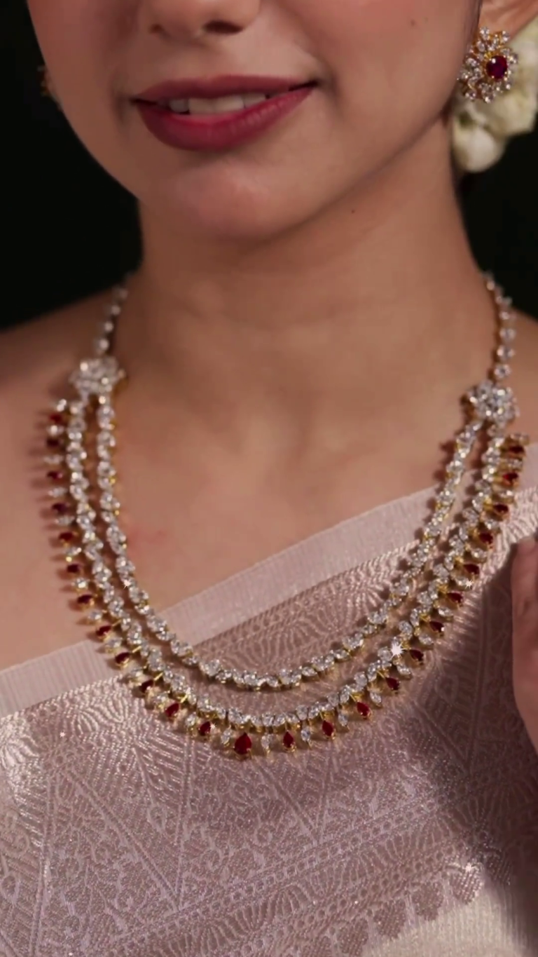 92.5 Silver Layered Stone Necklace From 'Sneha Rateria'
