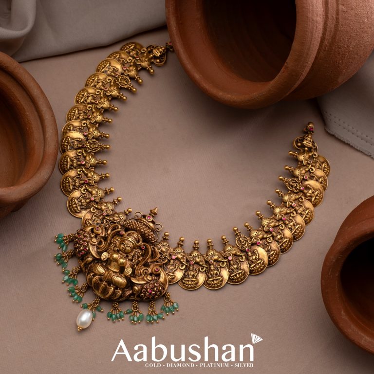 Antique Gold Lakshmi Necklace From 'Aabushan Jewellery'