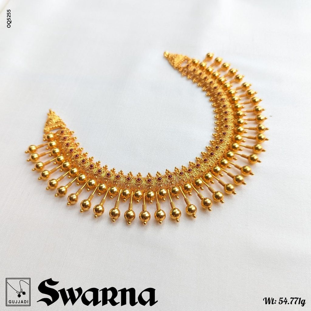 Antique Ruby Stone Gold Necklace From 'Swarna'