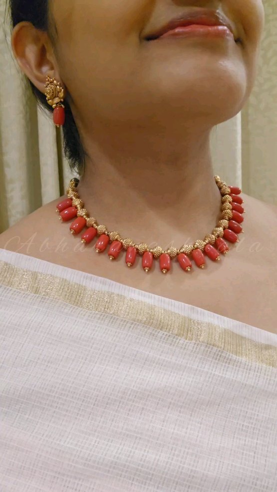 Coral Beads Imitation Necklace From 'Abharanashaala'