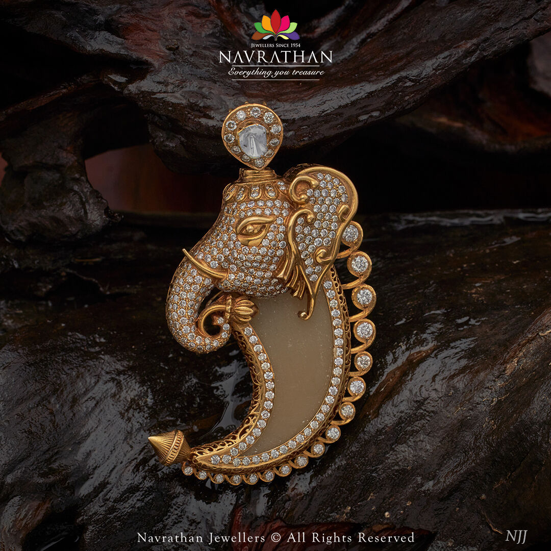 Gold Nail Pendant Sets From 'Navarathan Jewels'