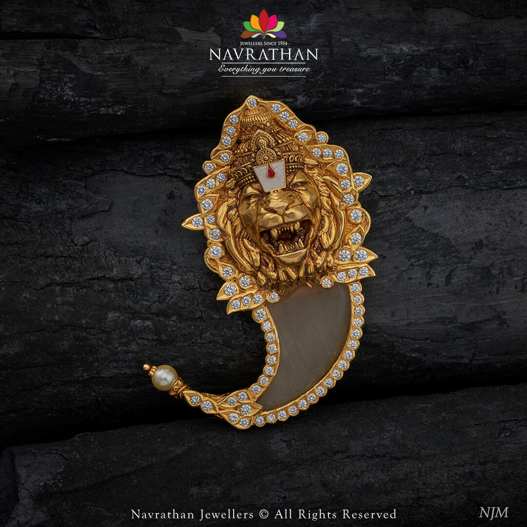 Gold Nail Pendant Sets From 'Navarathan Jewels'