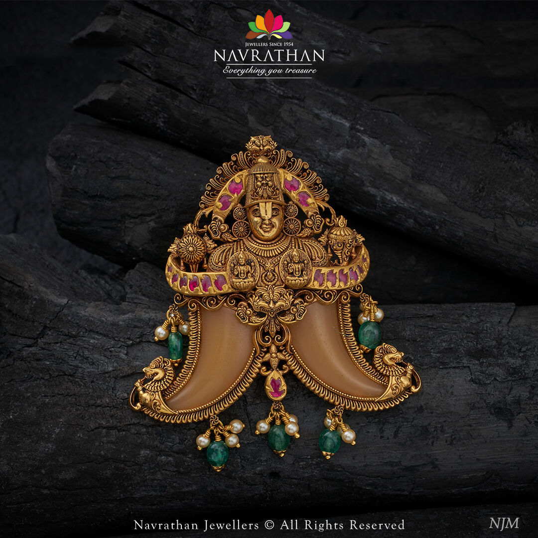 Gold Nail Pendant Sets From 'Navarathan Jewels'