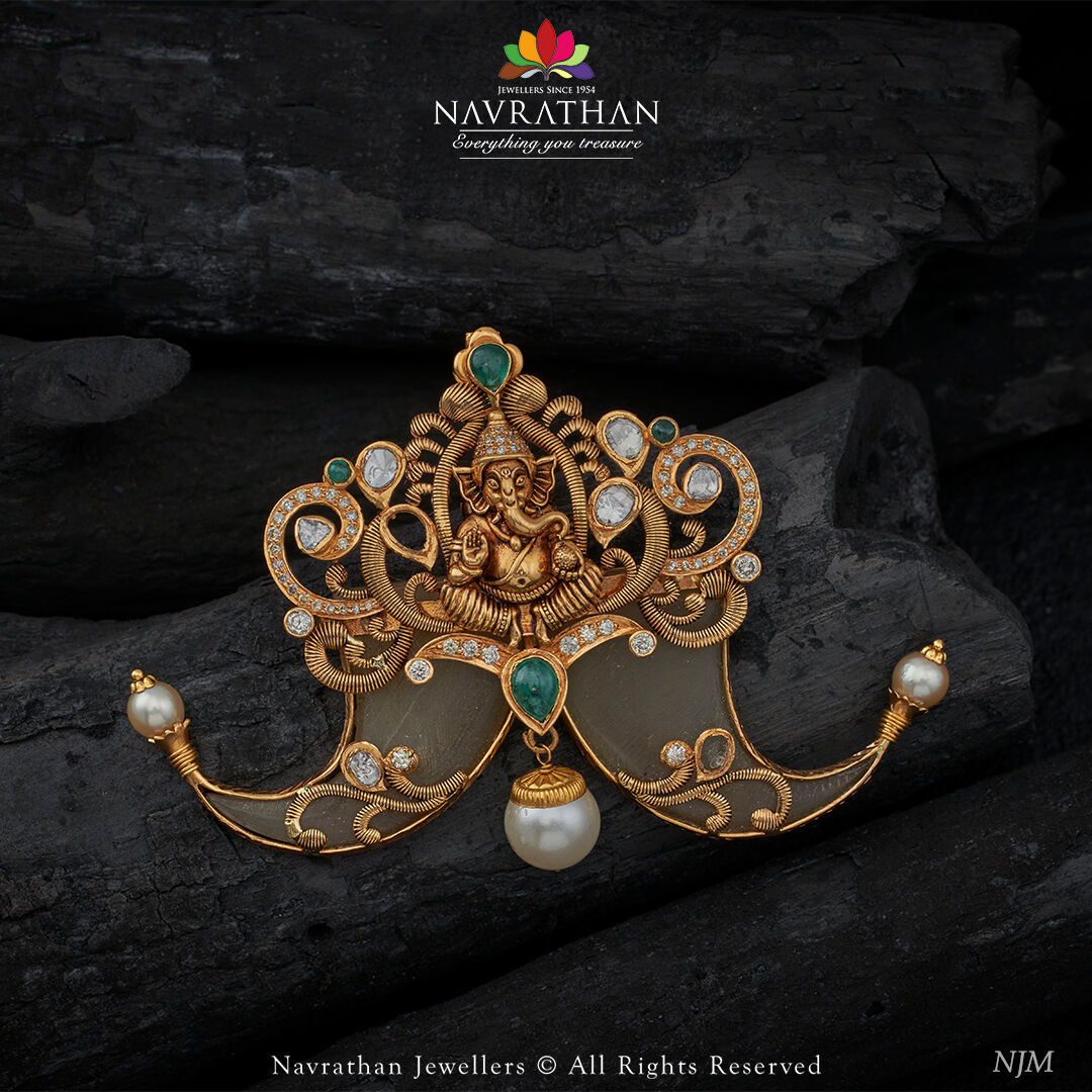 Gold Nail Pendant Sets From 'Navarathan Jewels'