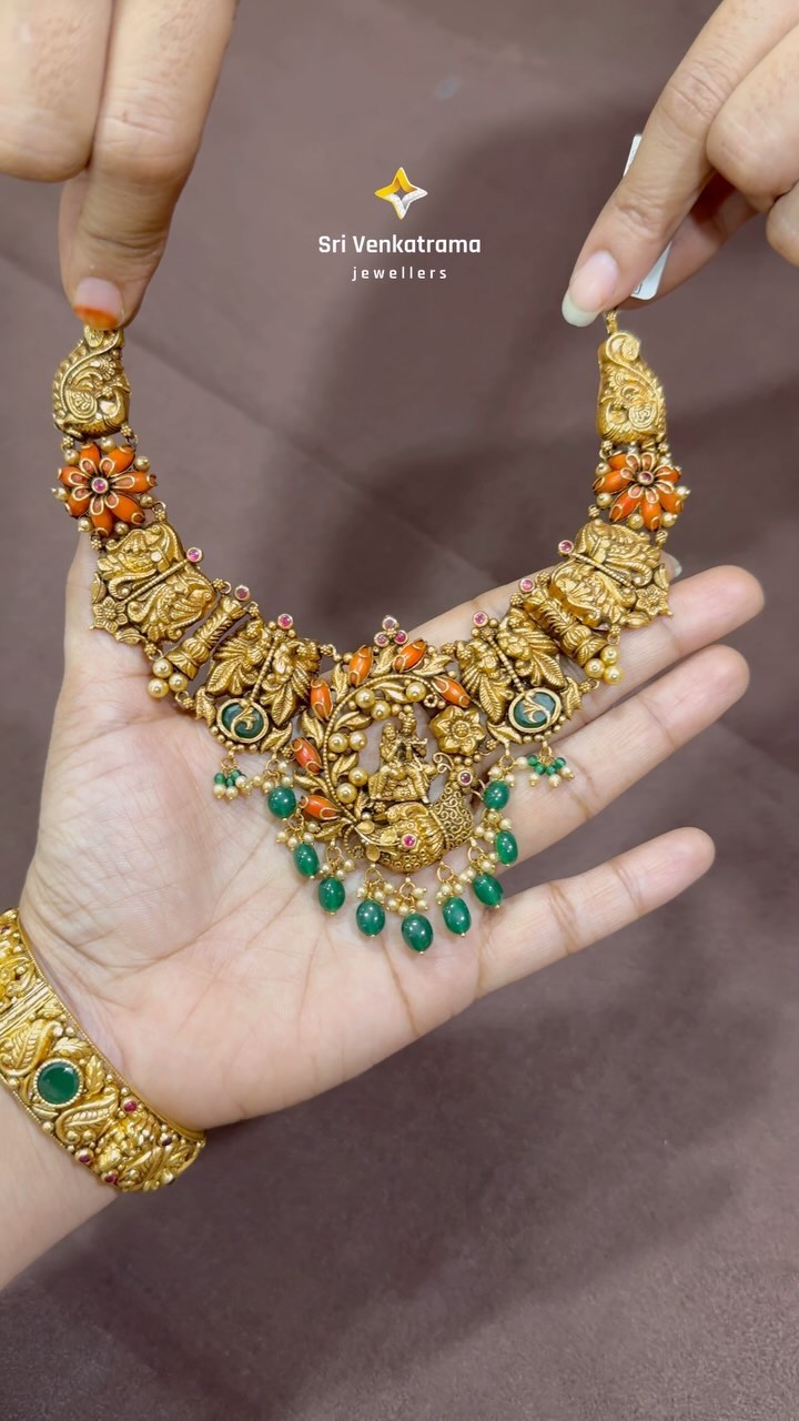 Gold Nakshi Work Necklace Sets From 'Sri Venkatrama Jewellers'