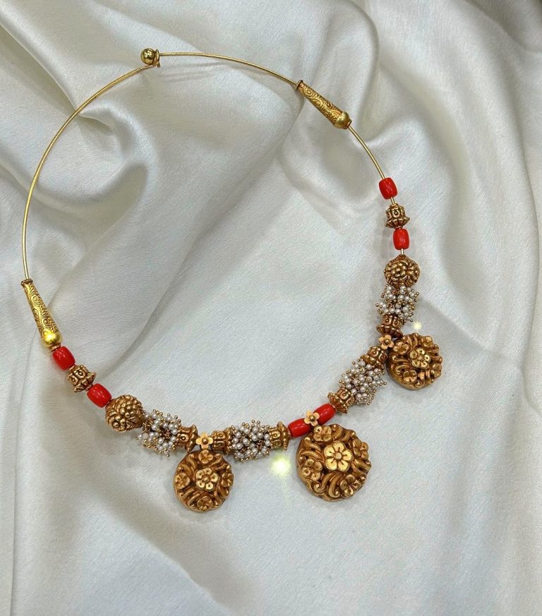 Gold Plated Coral Beaded Necklace From ‘Garv Silver Jewellery’