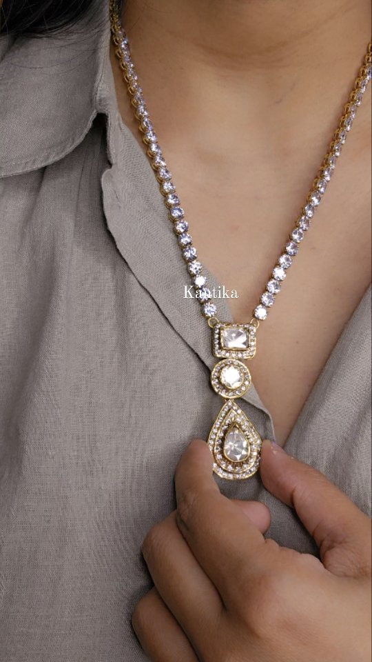 Gold Plated Moissanite Polki Necklace From 'Kantika Necklace'