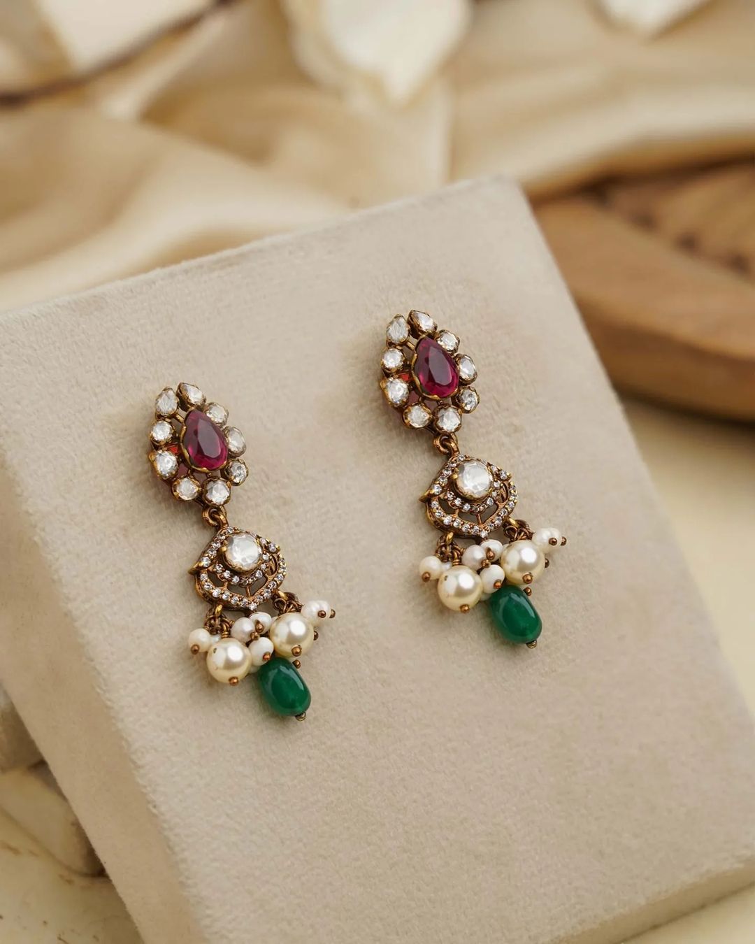 Gold Plated Mossissanite Stone Earrings From 'Prade Jewels'