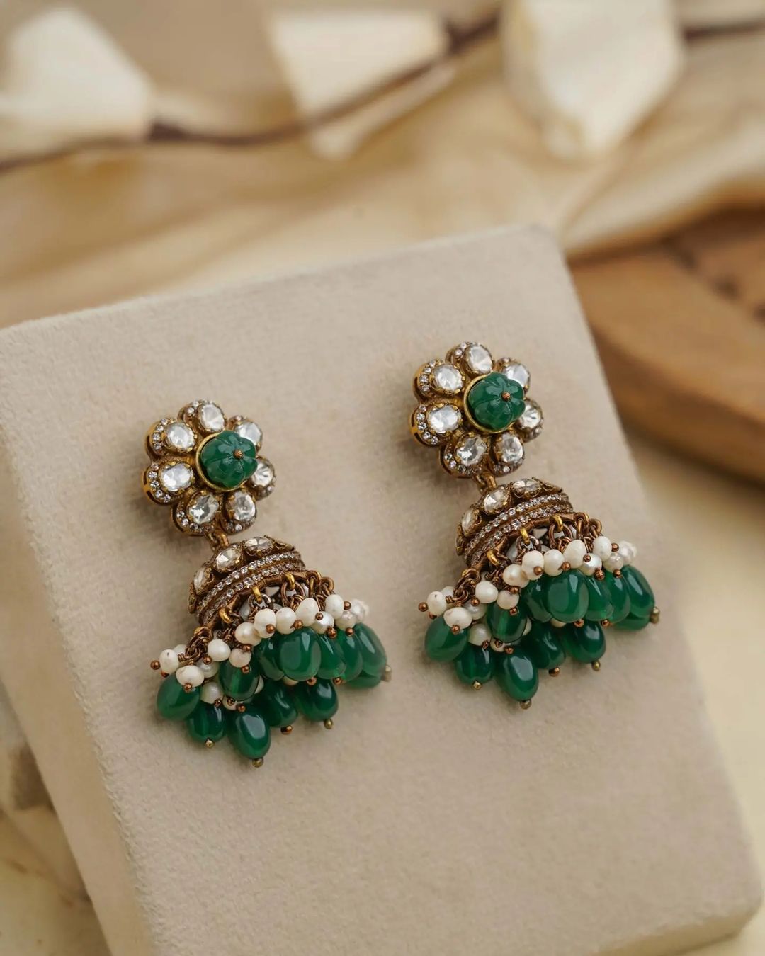 Gold Plated Mossissanite Stone Earrings From 'Prade Jewels'