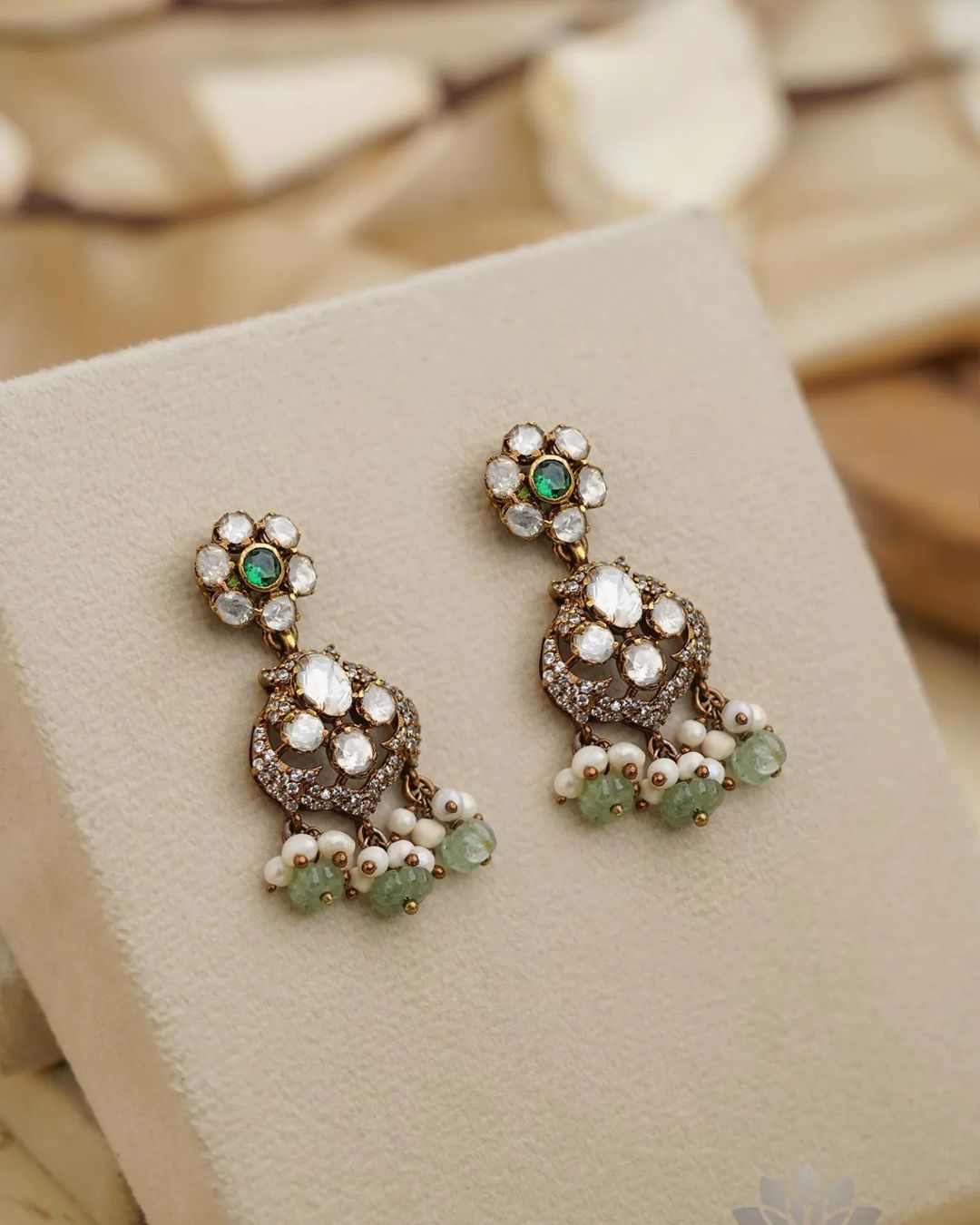 Gold Plated Mossissanite Stone Earrings From 'Prade Jewels'