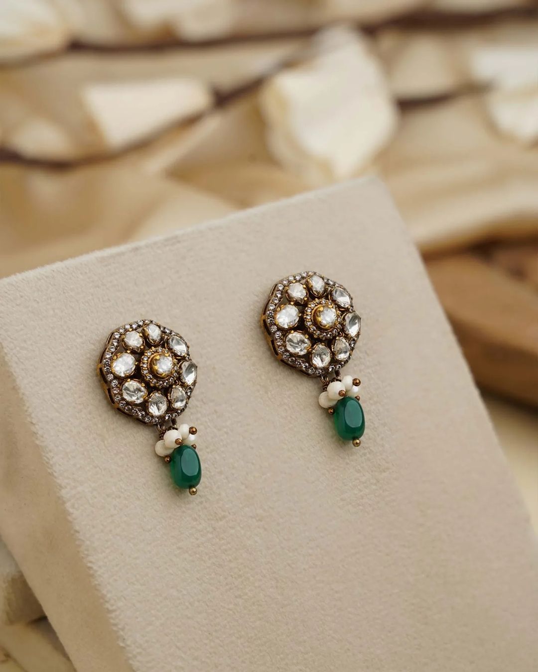 Gold Plated Mossissanite Stone Earrings From 'Prade Jewels'