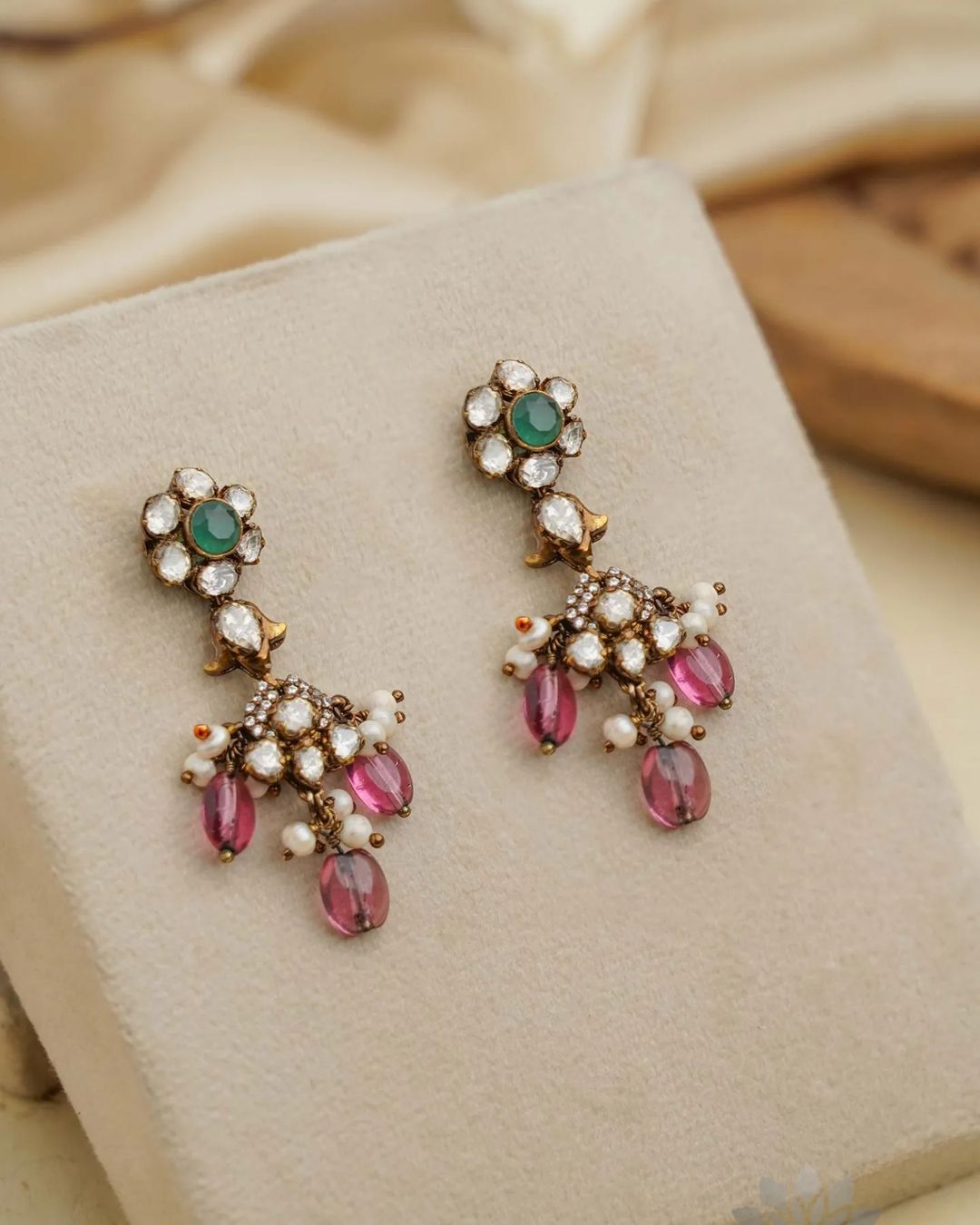 Gold Plated Mossissanite Stone Earrings From 'Prade Jewels'