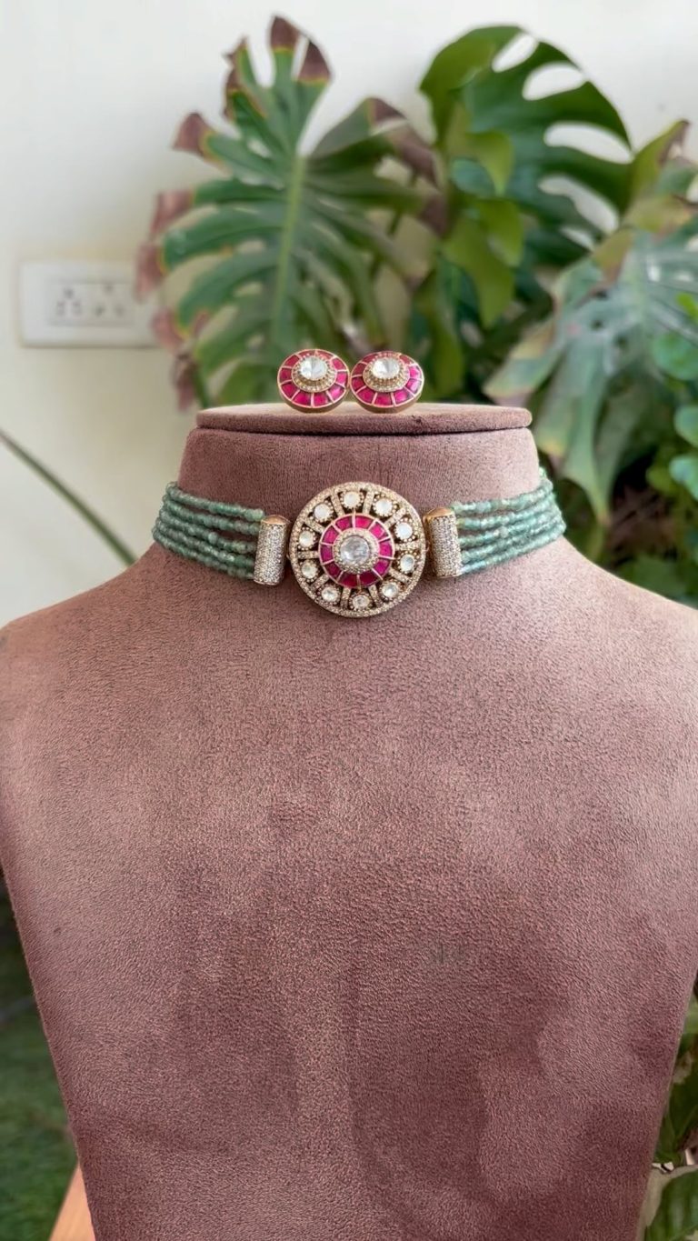 Moissanite Kunda Beads Choker From 'Petals by Swathi'